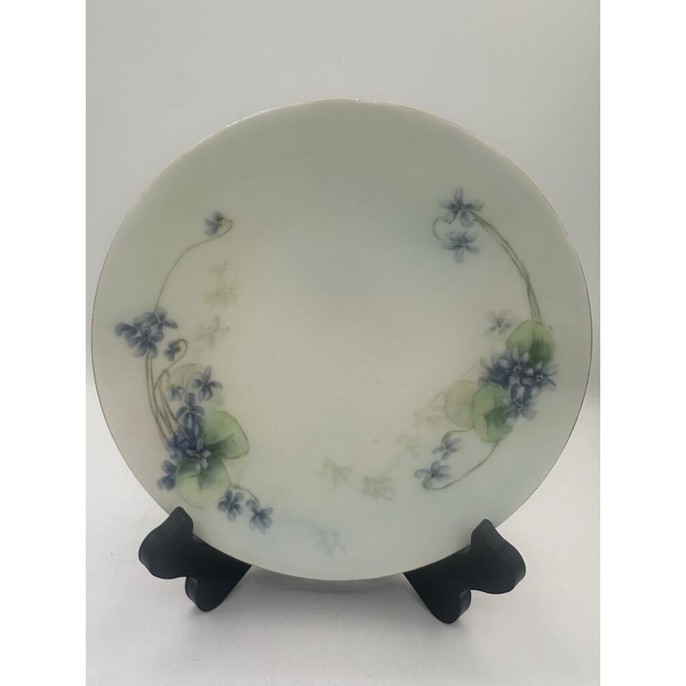 Vintage Blue & Purple Violets Bavaria Gremany Cake Or Cabinet Plate MCM
